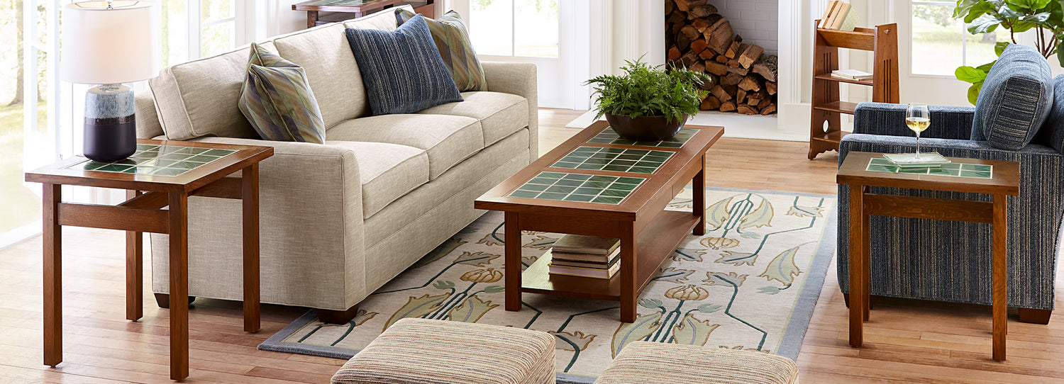 Stickley Mission Tile-Top coffee and end tables