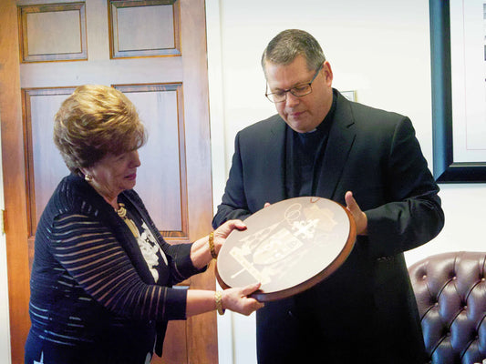 Stickley Constructs Coat of Arms for Bishop Douglas J. Lucia