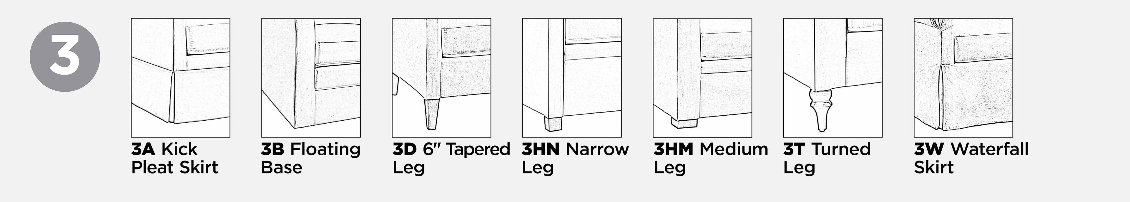 Grid of line art showing the different 500 Series Selectionals base styles
