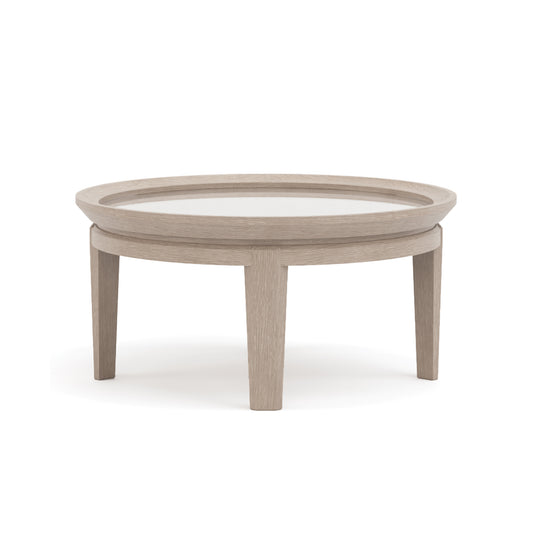 Maidstone 28-inch Round Cocktail Table, Woven Jute - Stickley Furniture | Mattress