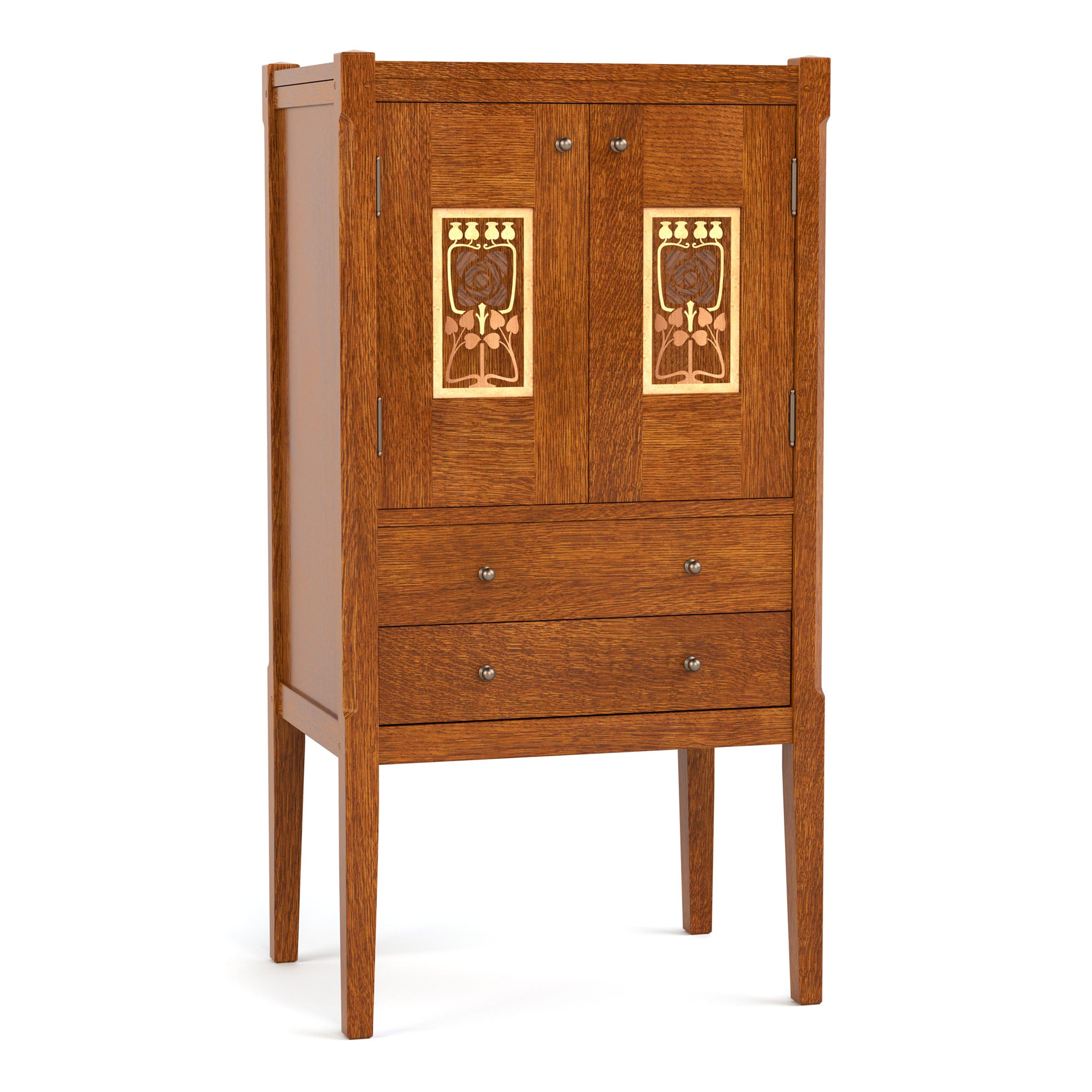 EGK29 塗師 勝山 木地師 由香 焼印有り ジュエリーチェスト キャビネット Mission Rose Jewelry Chest – Stickley