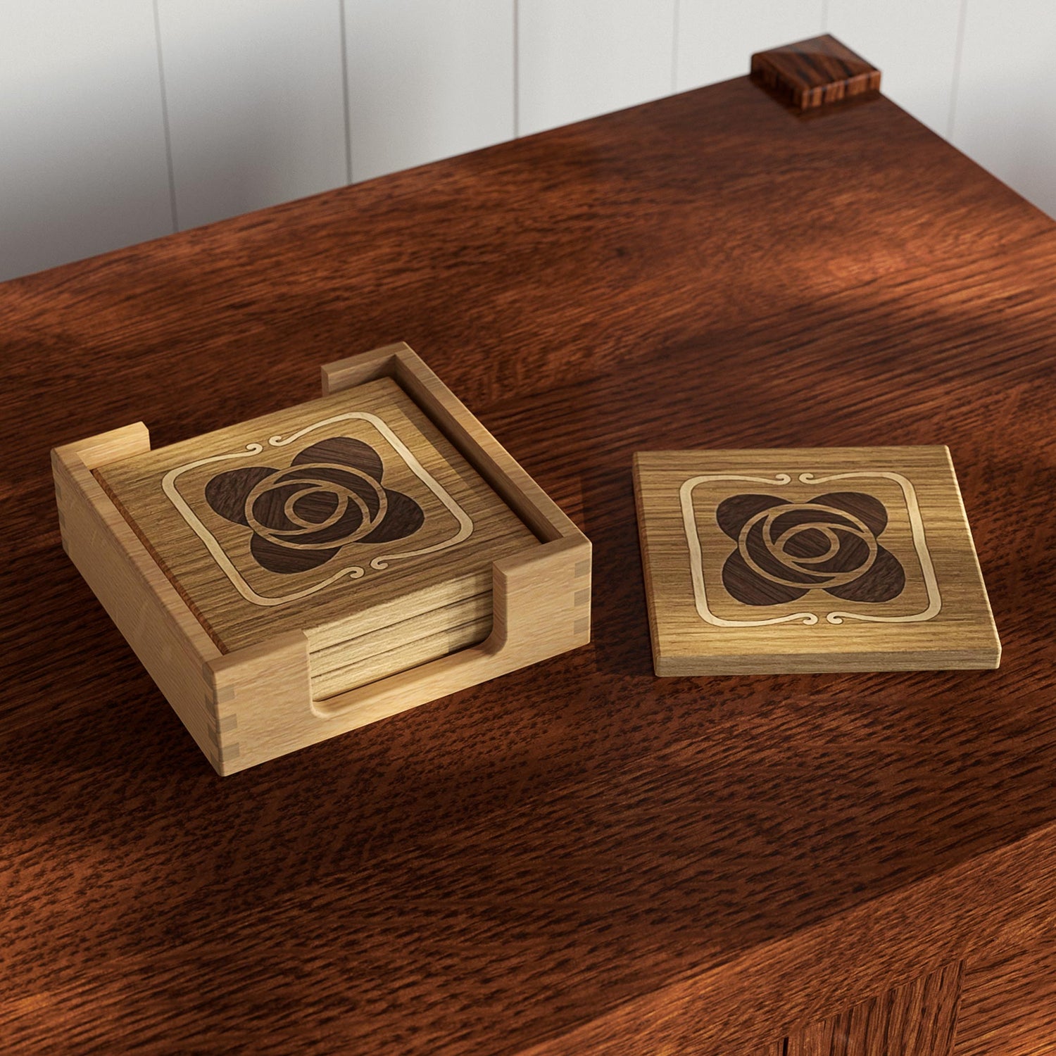 Mission Rose Inlay Coasters - Stickley Furniture | Mattress