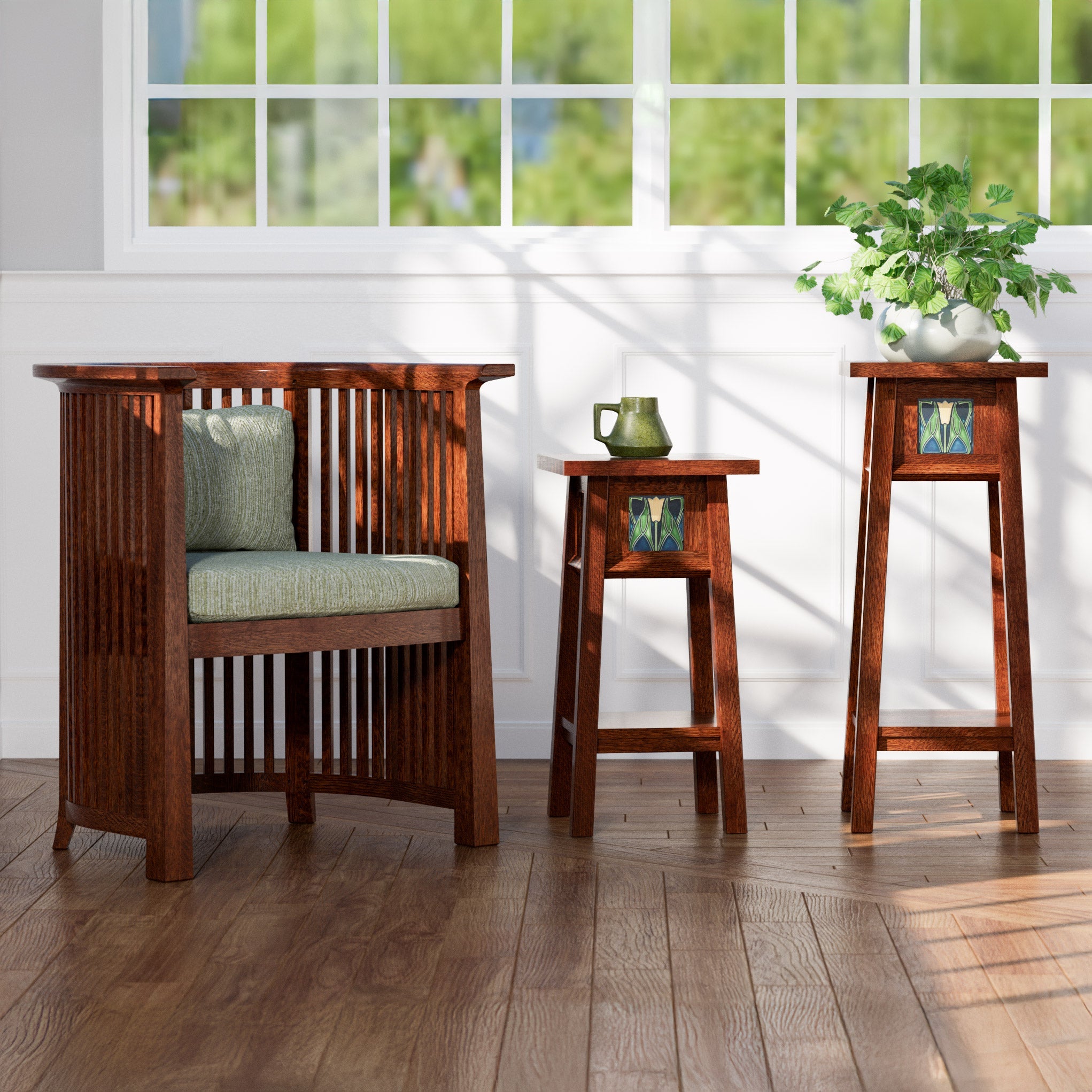 Floral Tile Plant Stand Set AUTHORIZATION CODE – Stickley