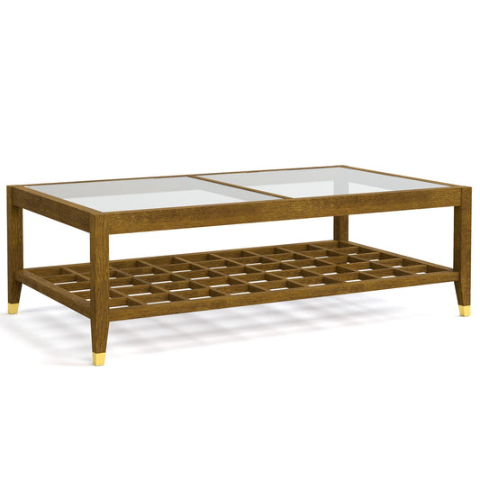 Surrey Hills Glass-Top Cocktail Table in 507-Bay Brown