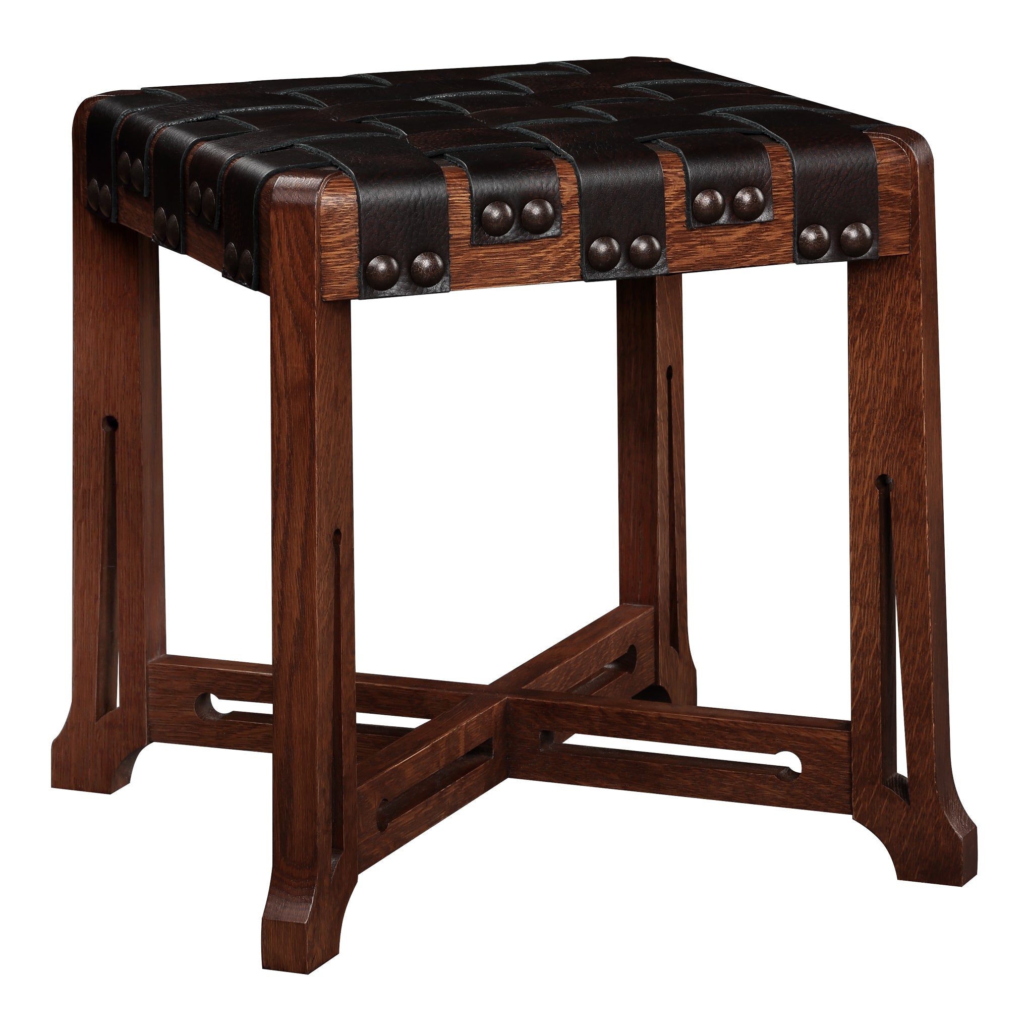Little Treasures Footstool With Woven Leather Straps | Stickley