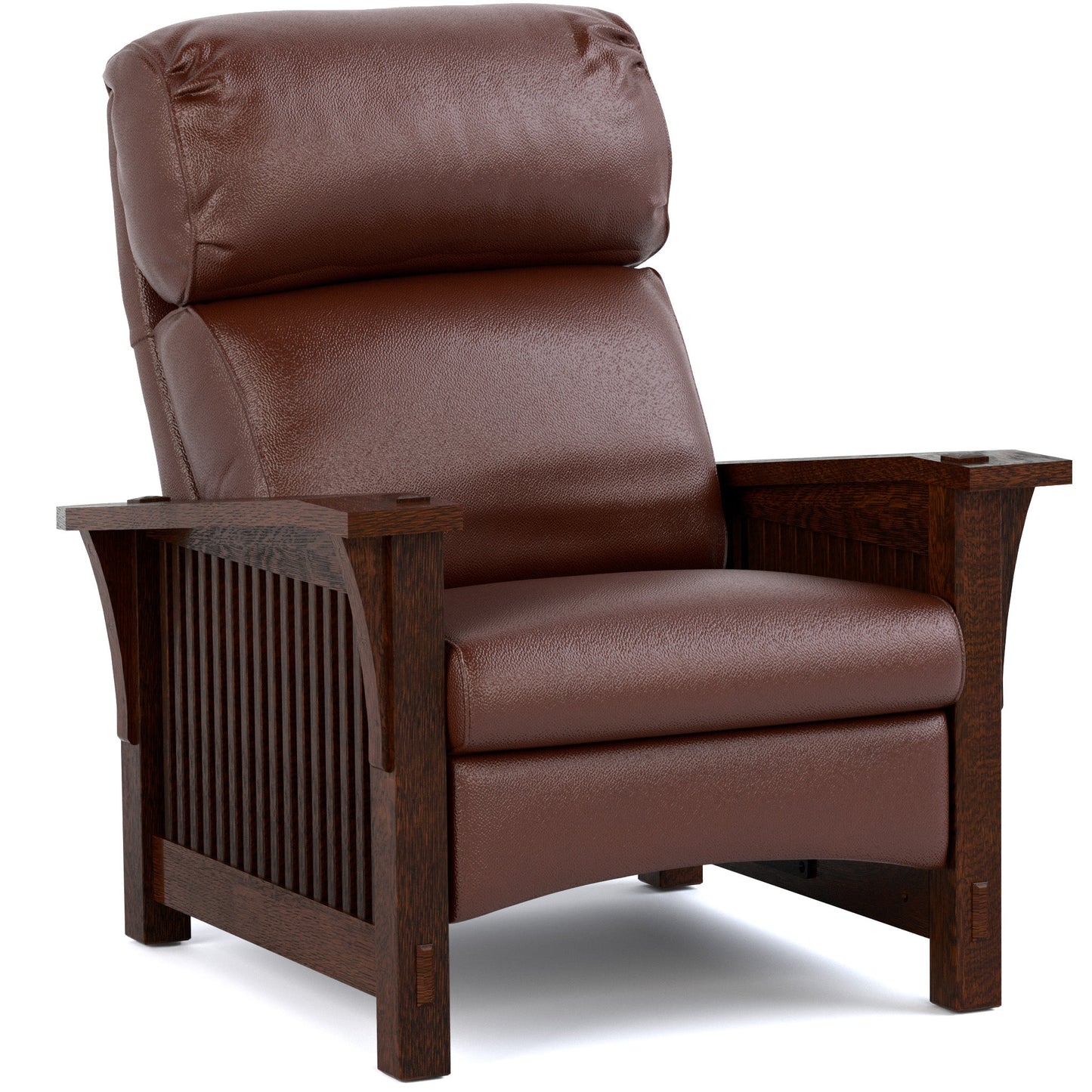 Bustle Back Spindle Morris Recliner Colman Sienna Leather 031 - Centennial Finish