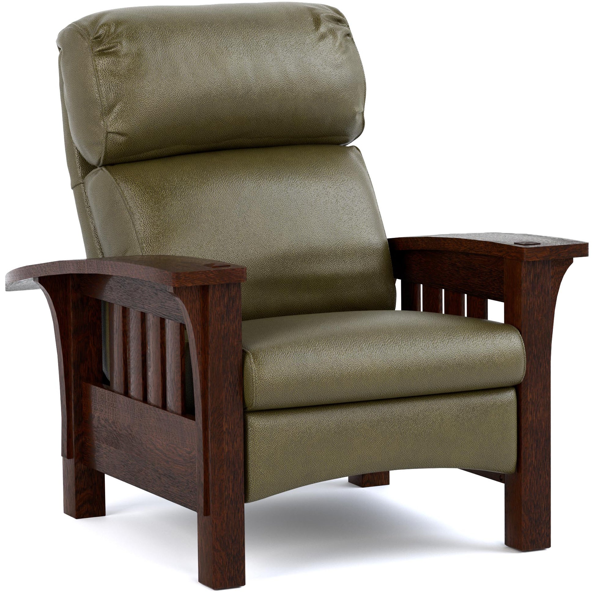 Bustle Back Bow Arm Morris Recliner Colman Olive Leather 031 - Centennial Finish
