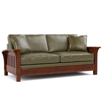 Orchard Street Stationary Sofa Colman Olive Leather 032 - Onondaga Finish