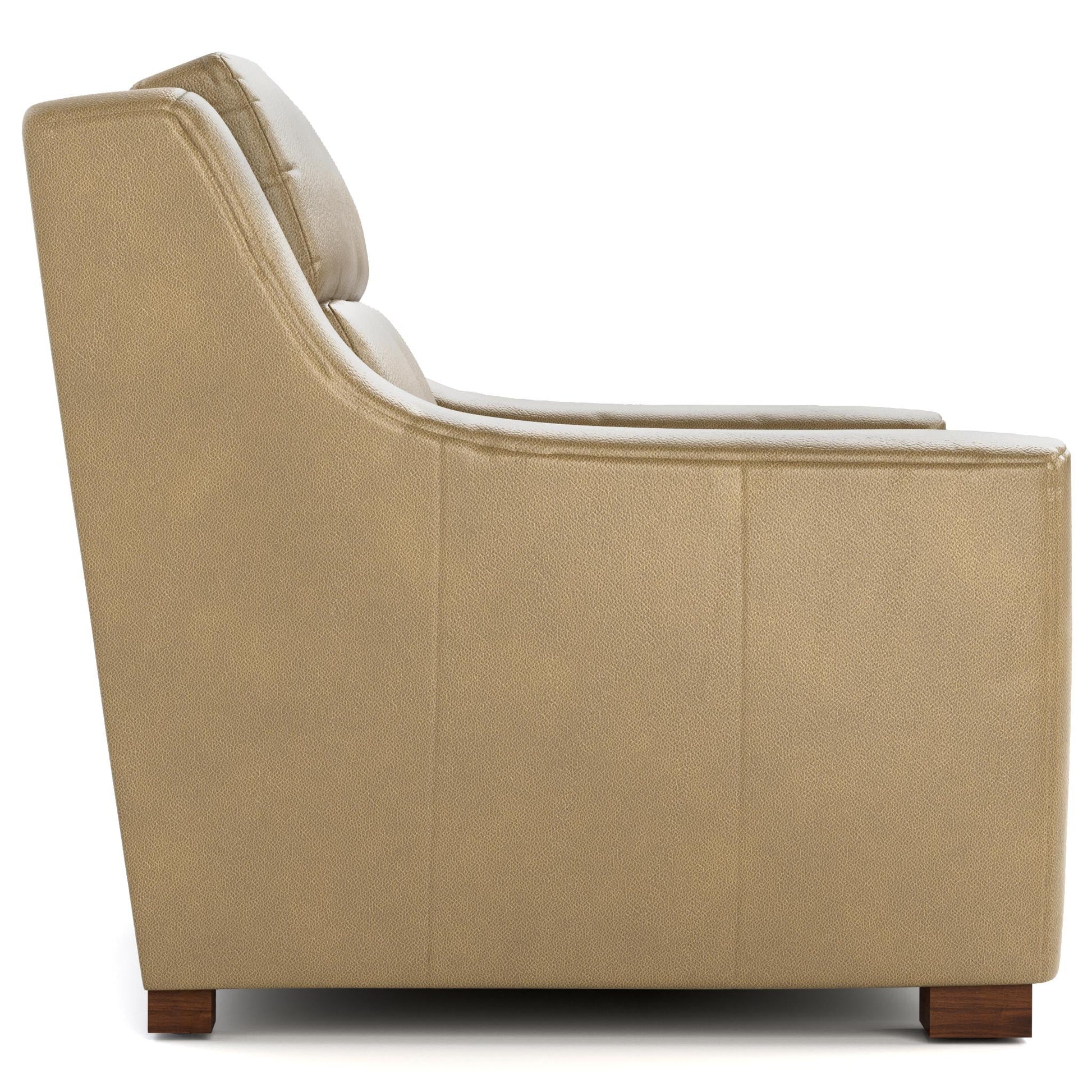 Hawley Power Motion Loveseat Futuro Taupe Leather Dark Maple Finish