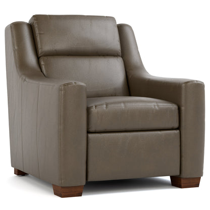 Hawley Power Wall Recliner Futuro Gray Leather Dark Maple Finish