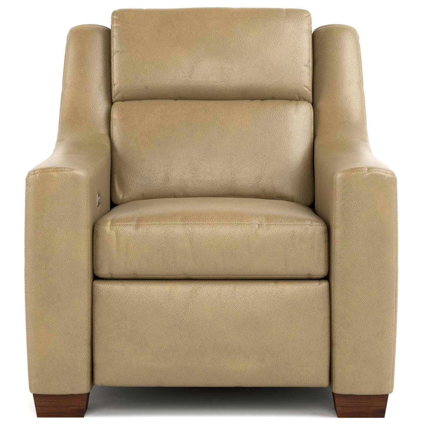 Hawley Power Wall Recliner Futuro Taupe Leather Dark Maple Finish