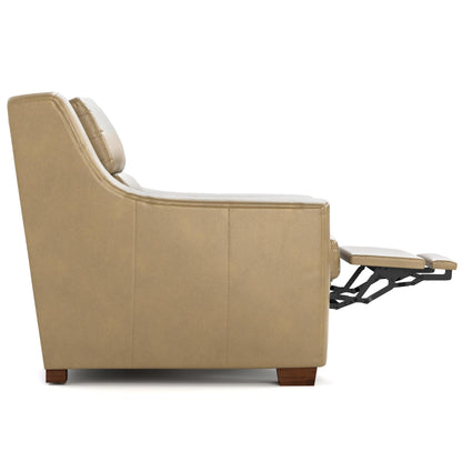 Hawley Power Wall Recliner Futuro Taupe Leather Dark Maple Finish