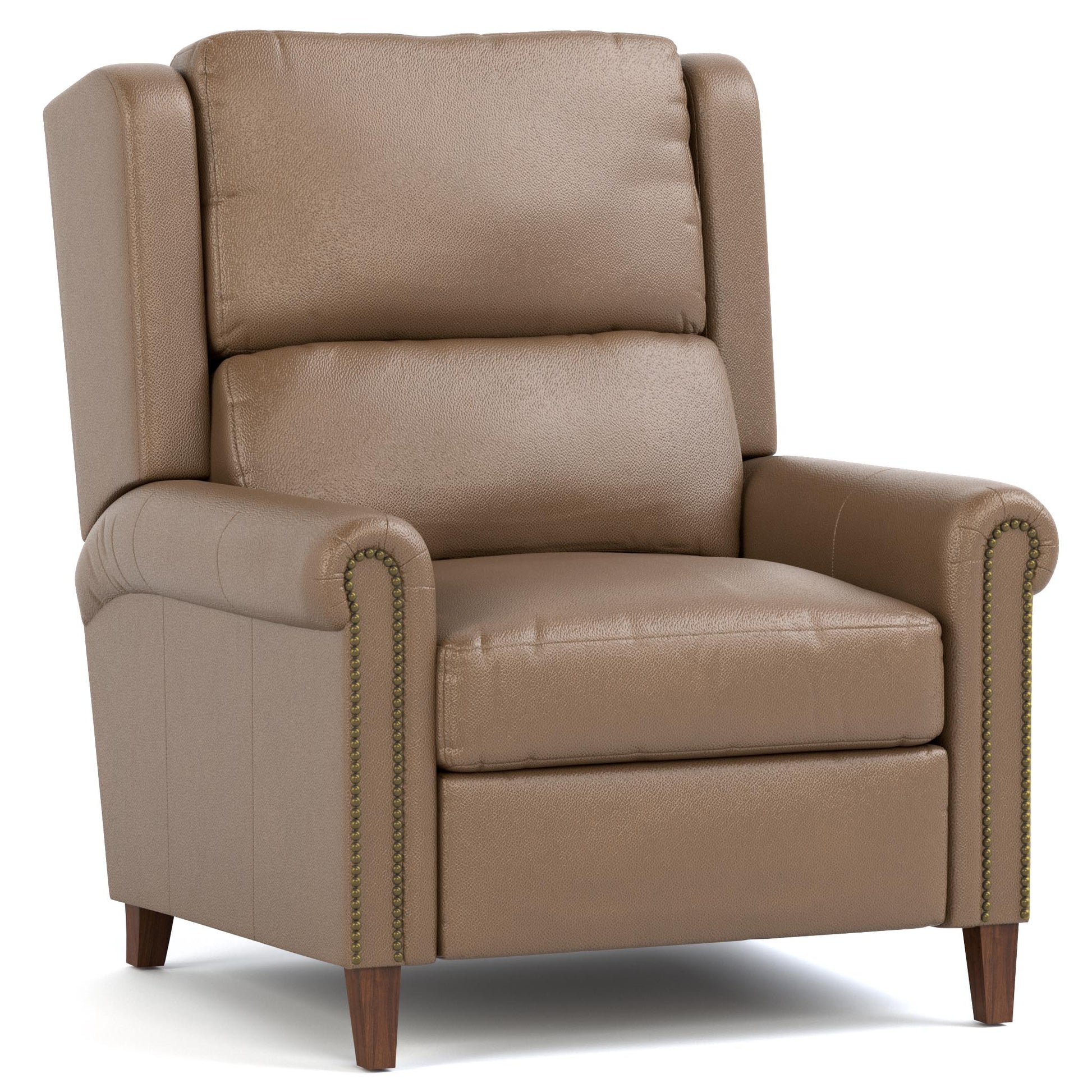 Woodlands Small Roll Arm Power Recliner with Nails Selvalo Granite Program