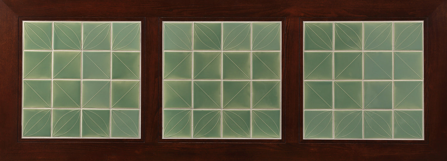 Stickley Mission Tile-Top view of light green tiles
