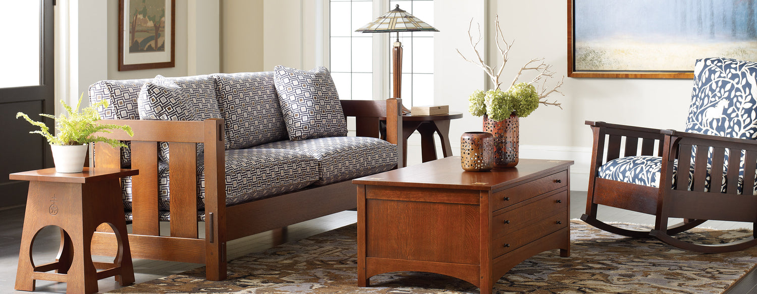 Stickley Furniture Mission collection sofa and rocking chair