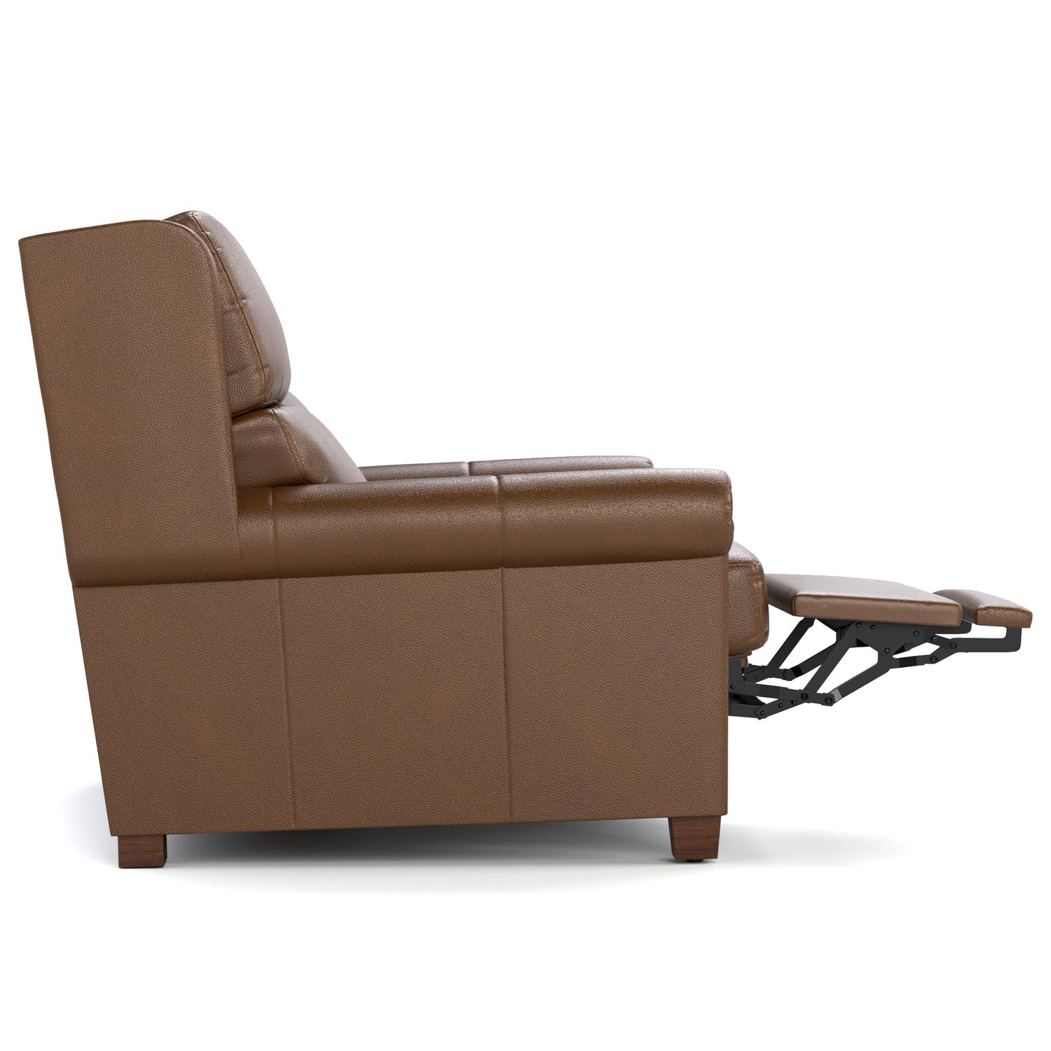 Woodlands Small Roll Arm Motion Loveseat Selvano Bark - Side Reclined
