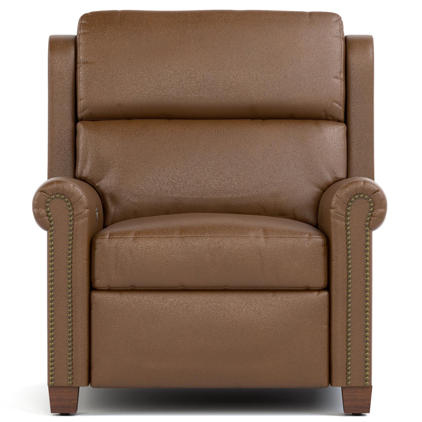 Woodlands Small Roll Arm Wall Recliner with Nails Selvano Bark - Front