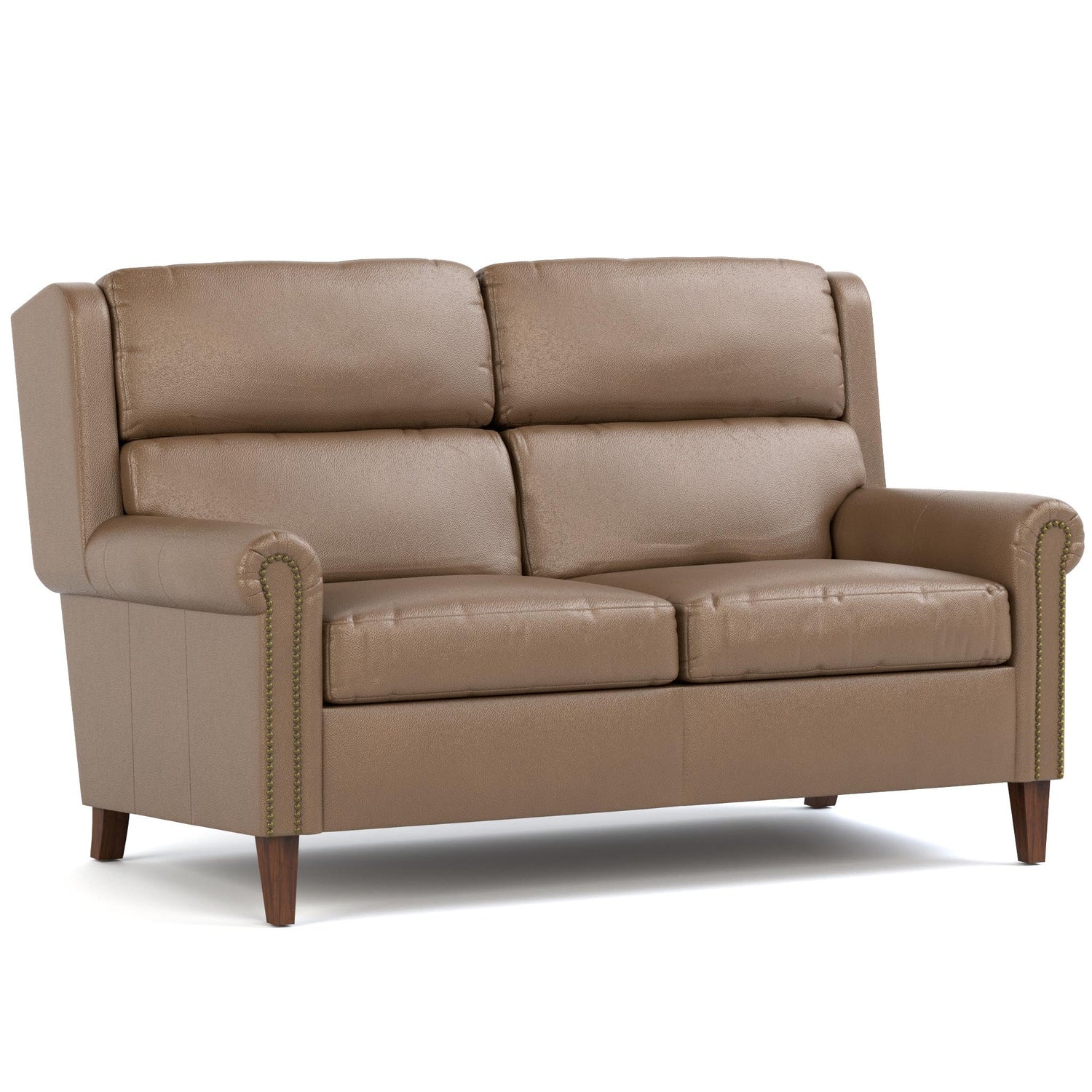 Woodlands Small Roll Arm Loveseat with Nails Selvalo Granite Program