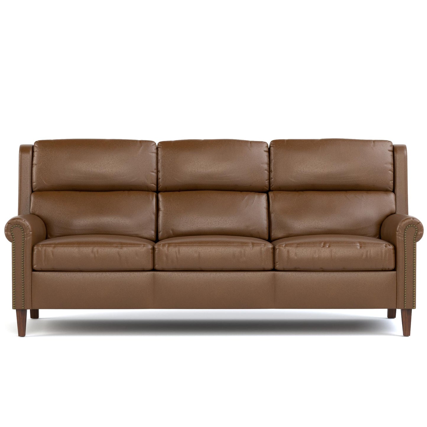 Woodlands Small Roll Arm Sofa with Nails Selvano Bark - Front