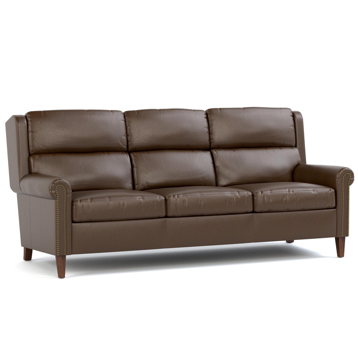 Woodlands Small Roll Arm Sofa with Nails Selvano Chestnut Program