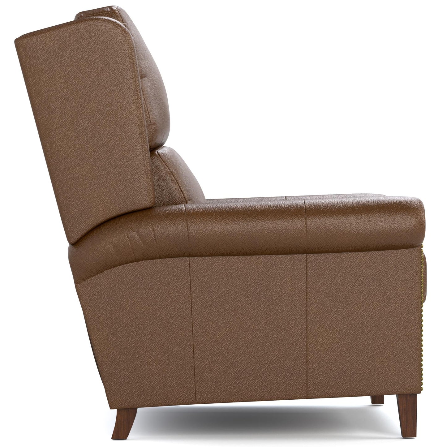 Woodlands Small Roll Arm Power Recliner with Nails Selvano Bark - Side