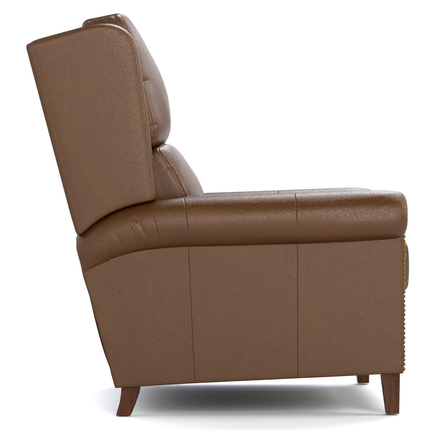 Woodlands Small Roll Arm Manual Recliner with Nails Selvano Bark - Side