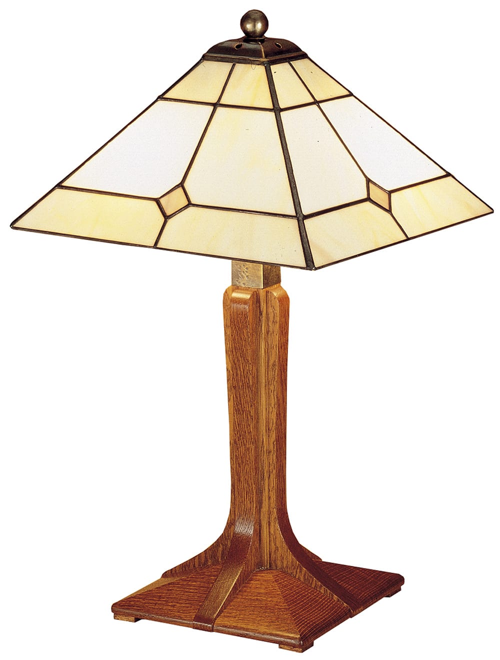 Small Corbel Base Lamp with Art Glass Shade - Stickley Brand
