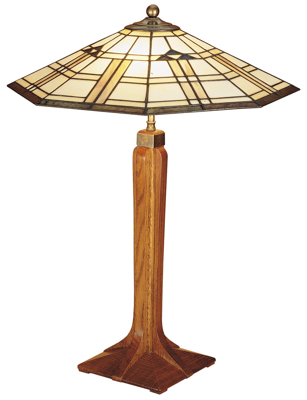 Corbel Base Table Lamp with Art Glass Shade - Stickley Brand