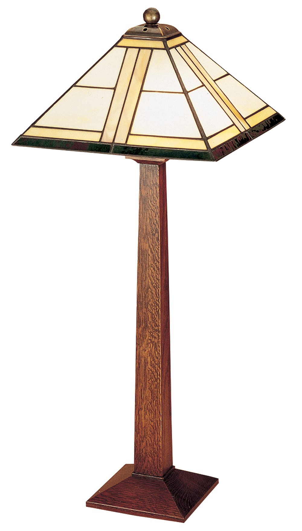 Square Base Table Lamp with Art Glass Shade - Stickley Brand