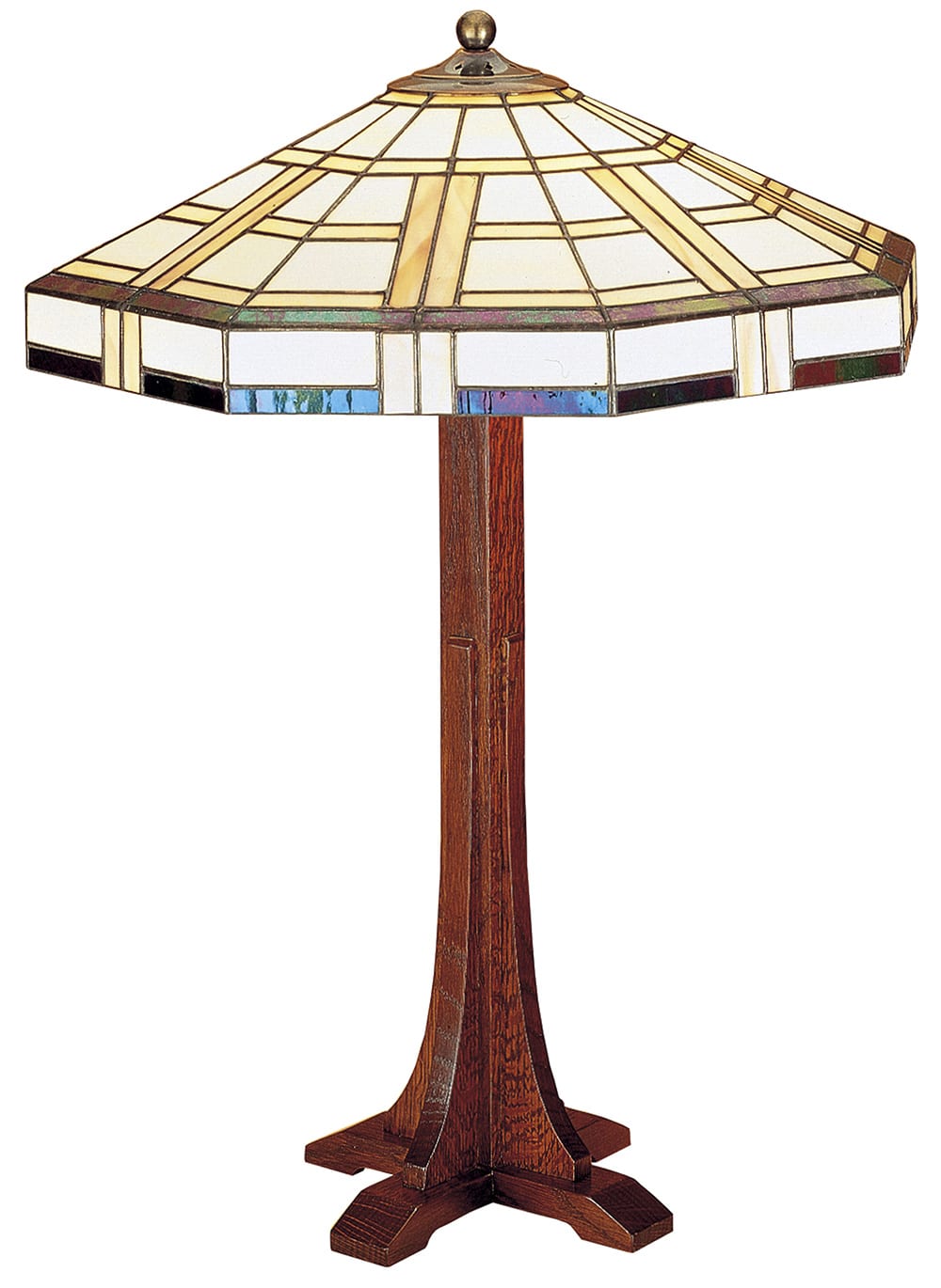 Cross Base Table Lamp with Art Glass Shade - Stickley Brand