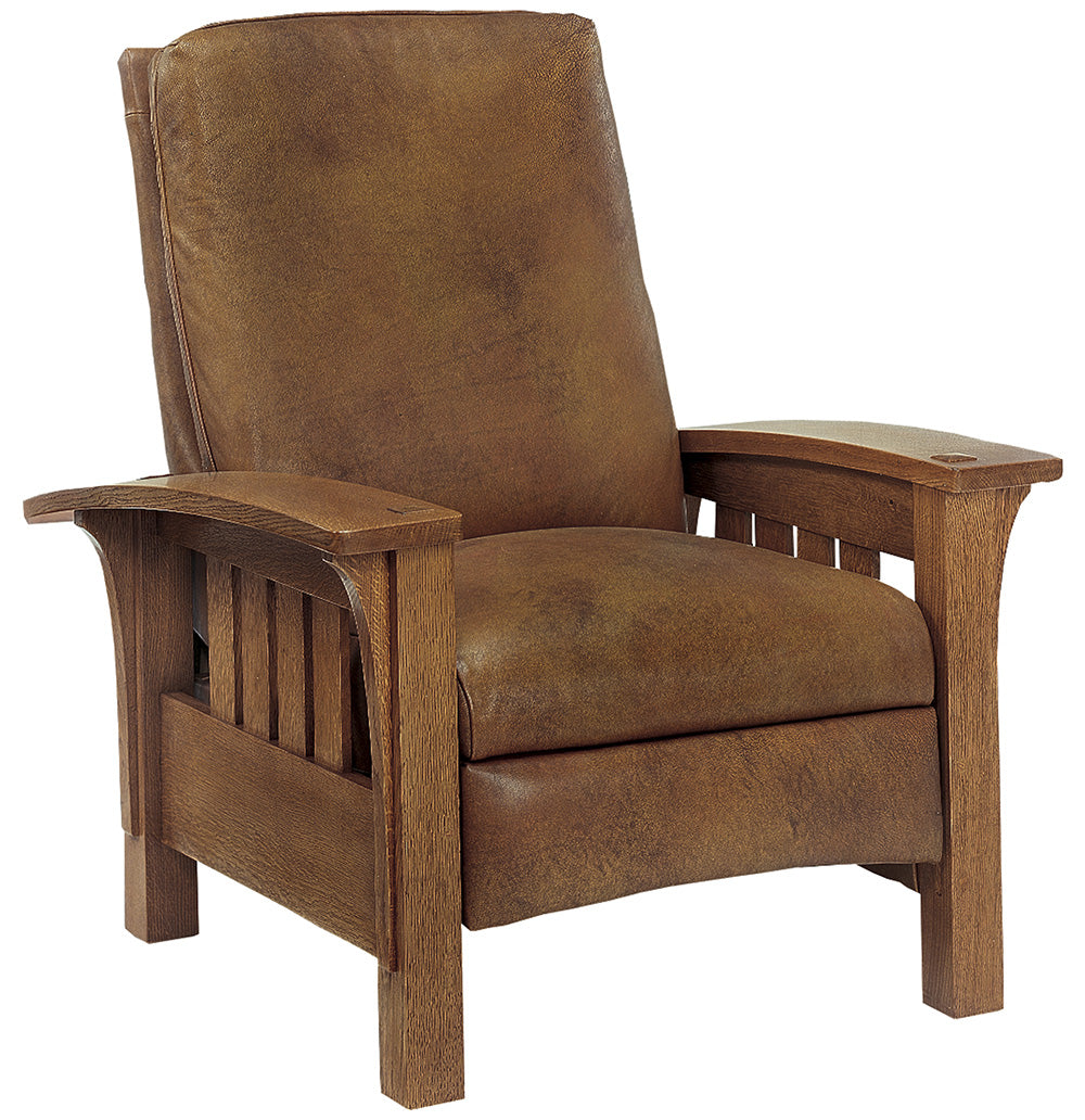 Straight Back Bow Arm Morris Manual Recliner - Stickley Brand