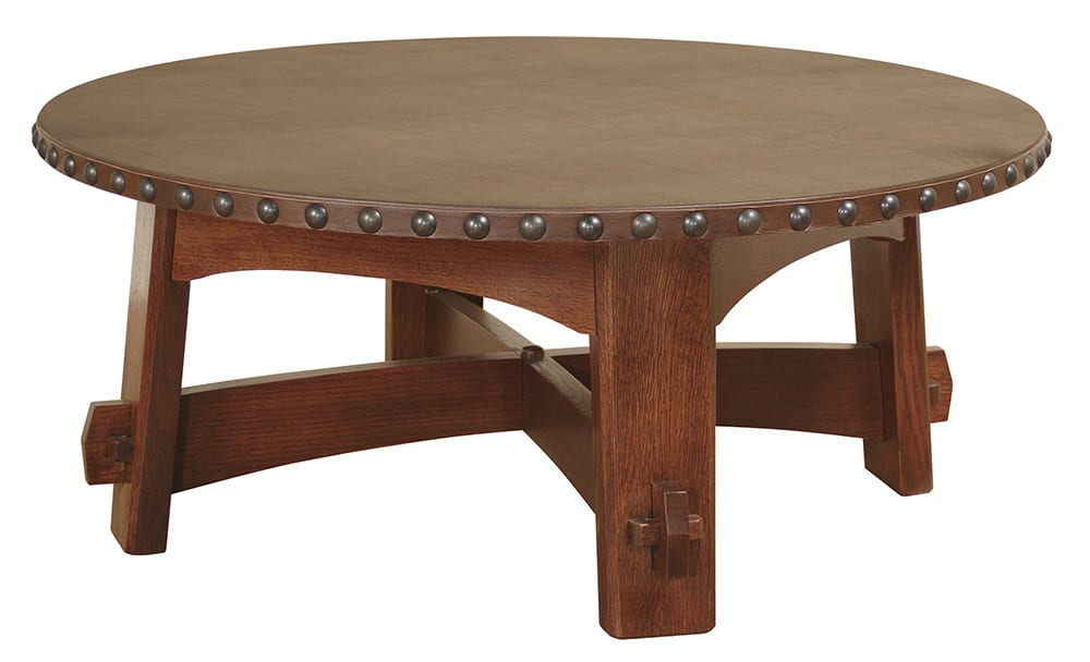 Commemorative Coffee Table with Swivel Leather Top - Stickley Brand