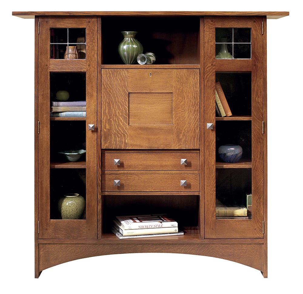 Ellis Fall-Front Bookcase with Glass Doors - Stickley Brand