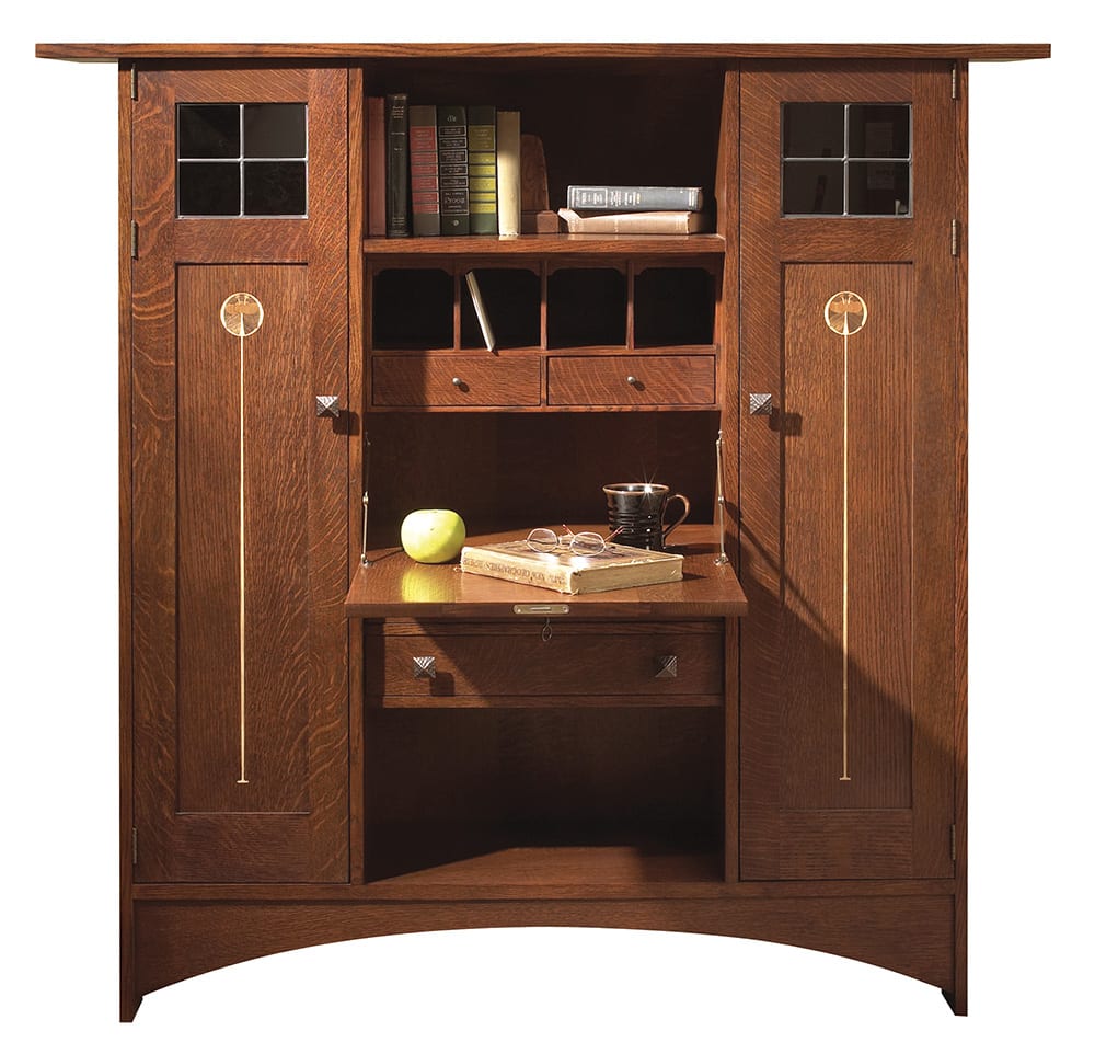 Ellis Fall-Front Bookcase with Wood Doors - Stickley Brand