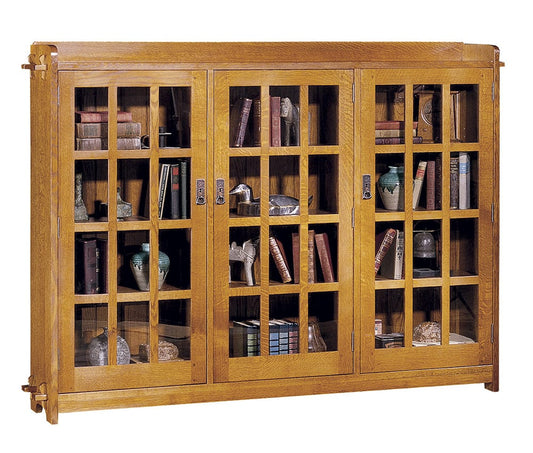 Triple Bookcase with Glass Doors - Stickley Brand